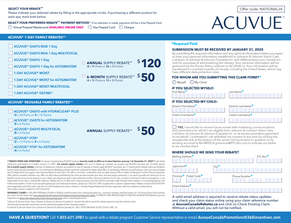 Acuvue Oasys For Astigmatism Rebate Form 2024